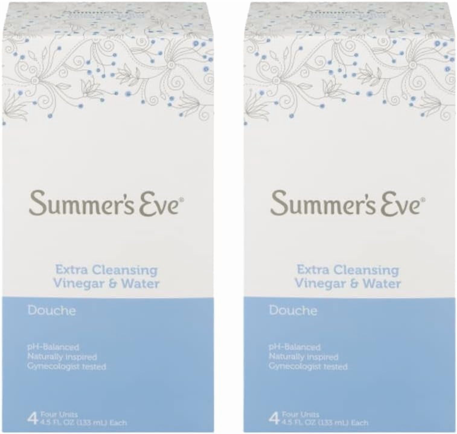 Summer's Eve Douche, Extra Cleansing Vinegar and Water, 4.5 Fl Oz, 4 Count (Pack of 2)