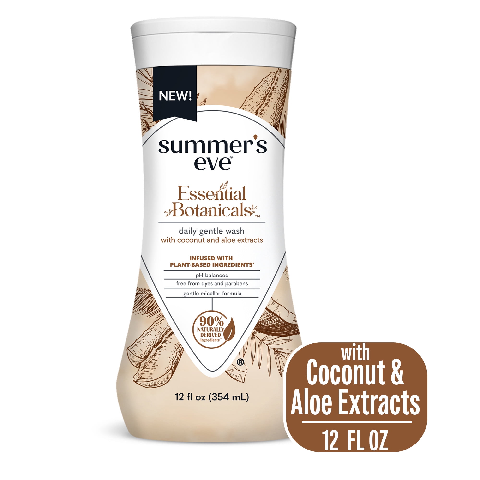 Summer's Eve Essential Botanicals Coconut Aloe Wash, 12oz