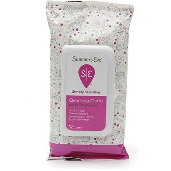 Summer's Eve Feminine Cleansing Cloths Sensitive Skin 32 Each
