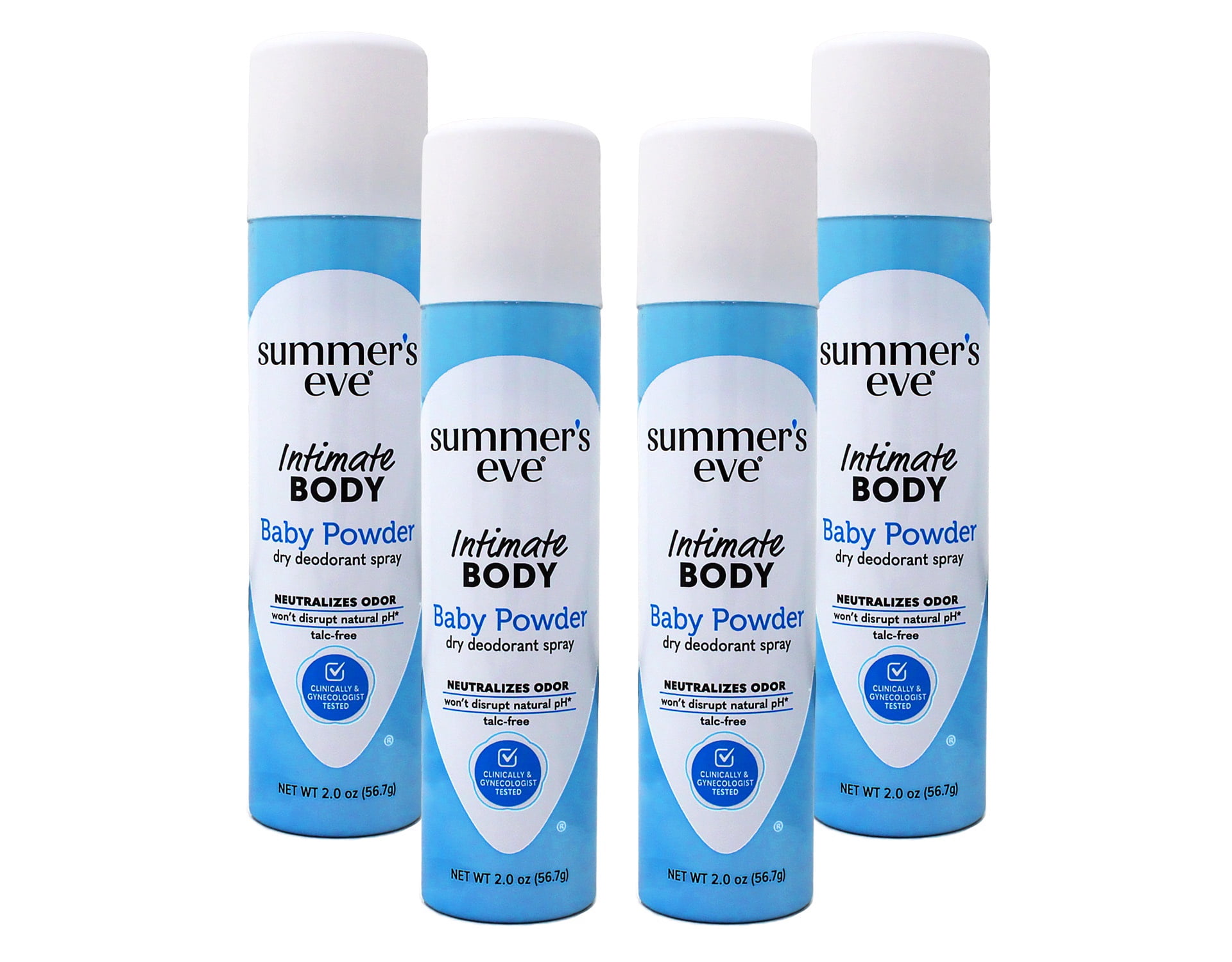 Summer's Eve Baby Powder Daily Gentle Feminine Spray, 2 oz (Pack of 4)