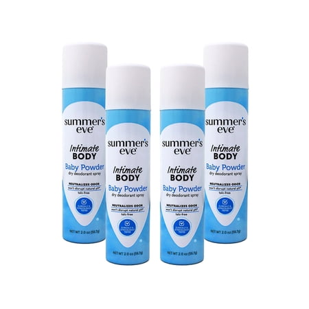 Summer's Eve Baby Powder Daily Gentle Feminine Spray, 2 oz (Pack of 4)