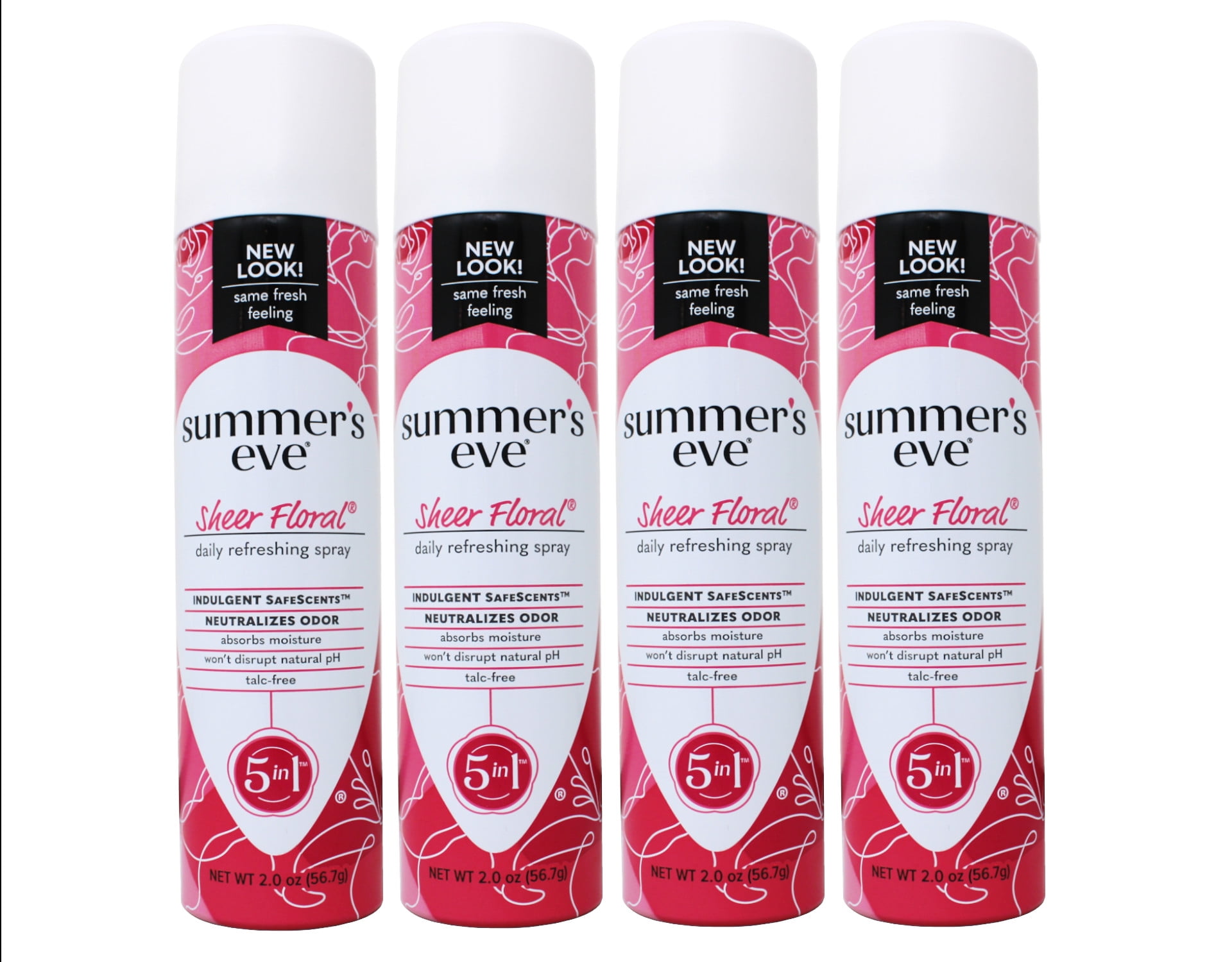 Summer's Eve Freshening Spray Deodorant, Sheer Floral 2 oz (Pack of 4)