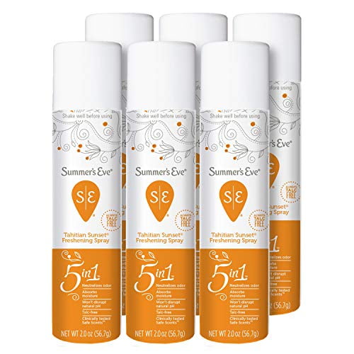 Summer's Eve Freshening Spray, Tahitian Sunset, 2 oz, 6 Pack