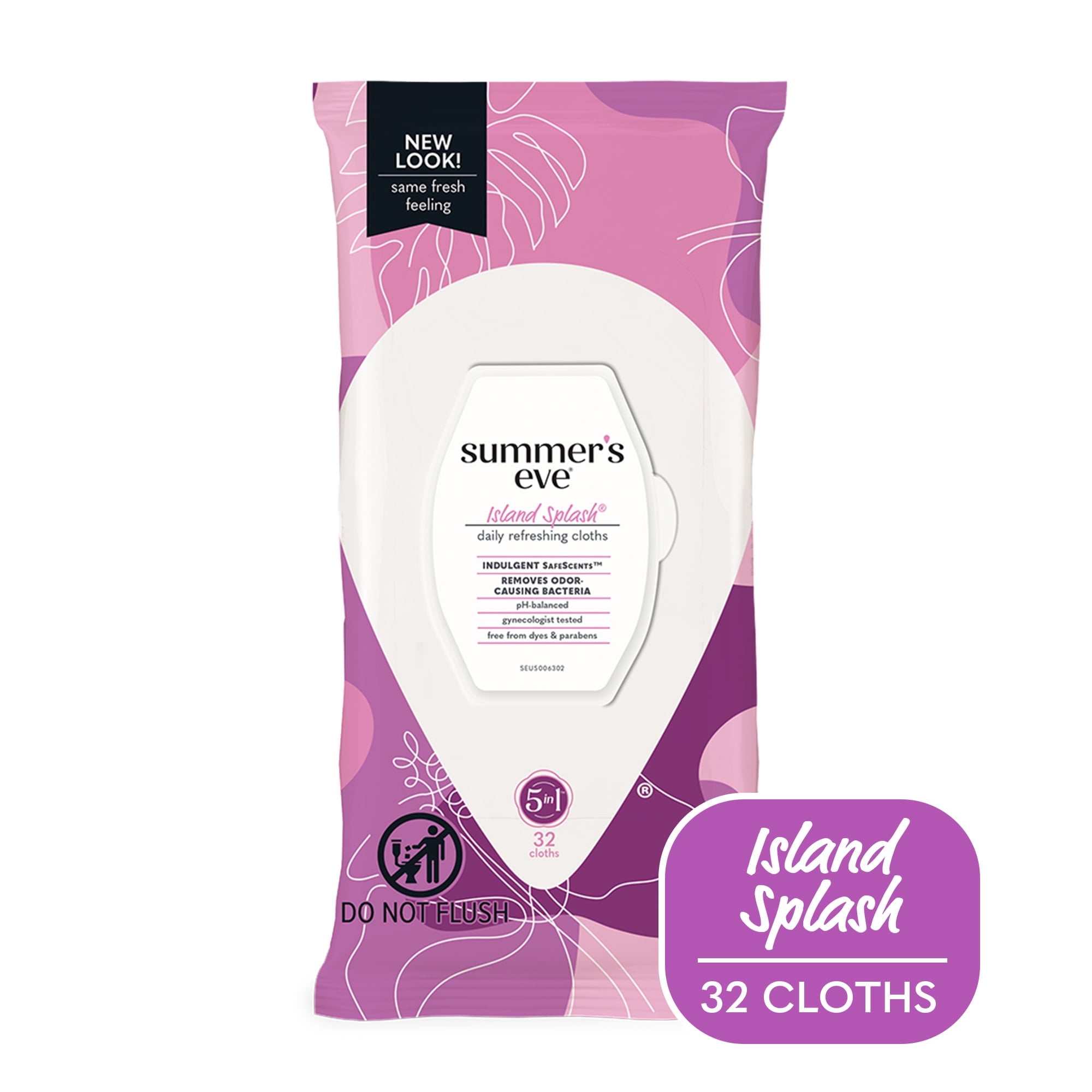 Summer's Eve Island Splash Cleansing Cloths for Sensitive Skin 32 ct (Pack of 3)