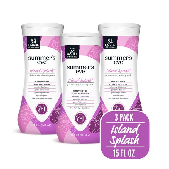 Summers Eve Island Splash Daily Feminine Wash, Removes Odor, pH Balanced, 15 fl oz, 3 pk