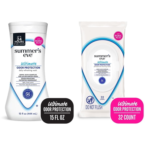Summer's Eve Odor Wash 15oz and Wipe 32ct Bundle