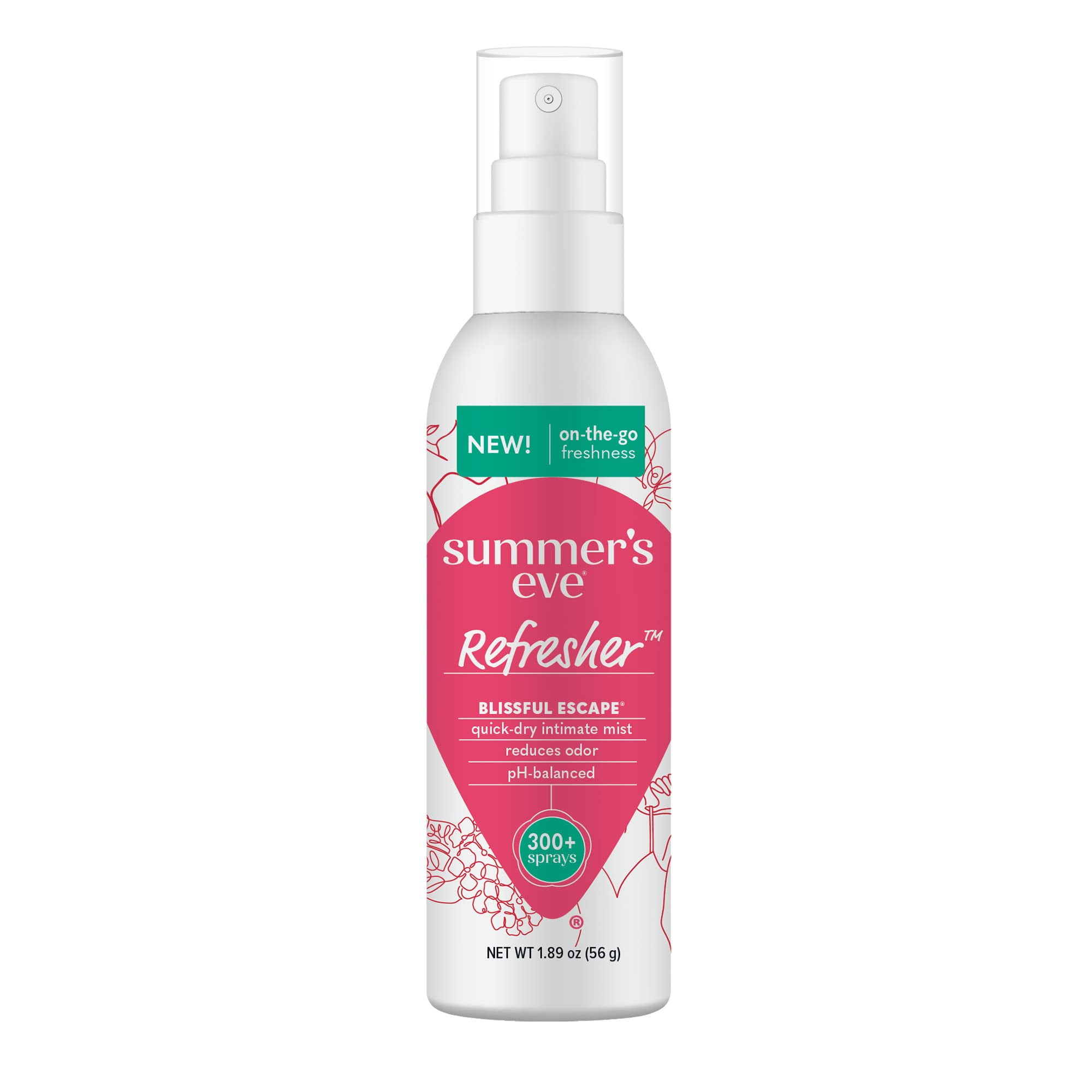Summer's Eve Refresher Mist, SE33Feminine Spray Reduces Odor, Blissful Escape, Body Spray for Women, 1.89 Oz Bottle