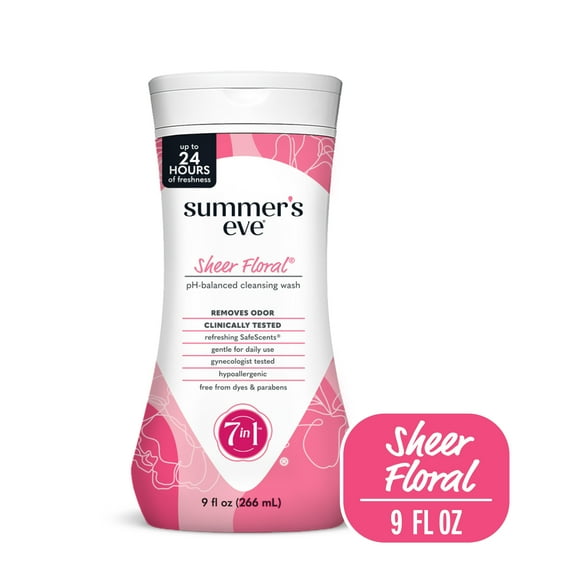 Summer’s Eve Sheer Floral Daily Feminine Wash, Removes Odor, pH Balanced, 9 fl oz