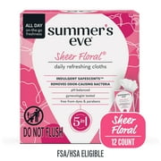 Summer's Eve Sheer Floral Daily Feminine Wipes, Removes Odor, pH Balanced, 12 count