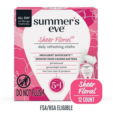 Summer's Eve Sheer Floral Daily Feminine Wipes, Removes Odor, pH Balanced, 12 count