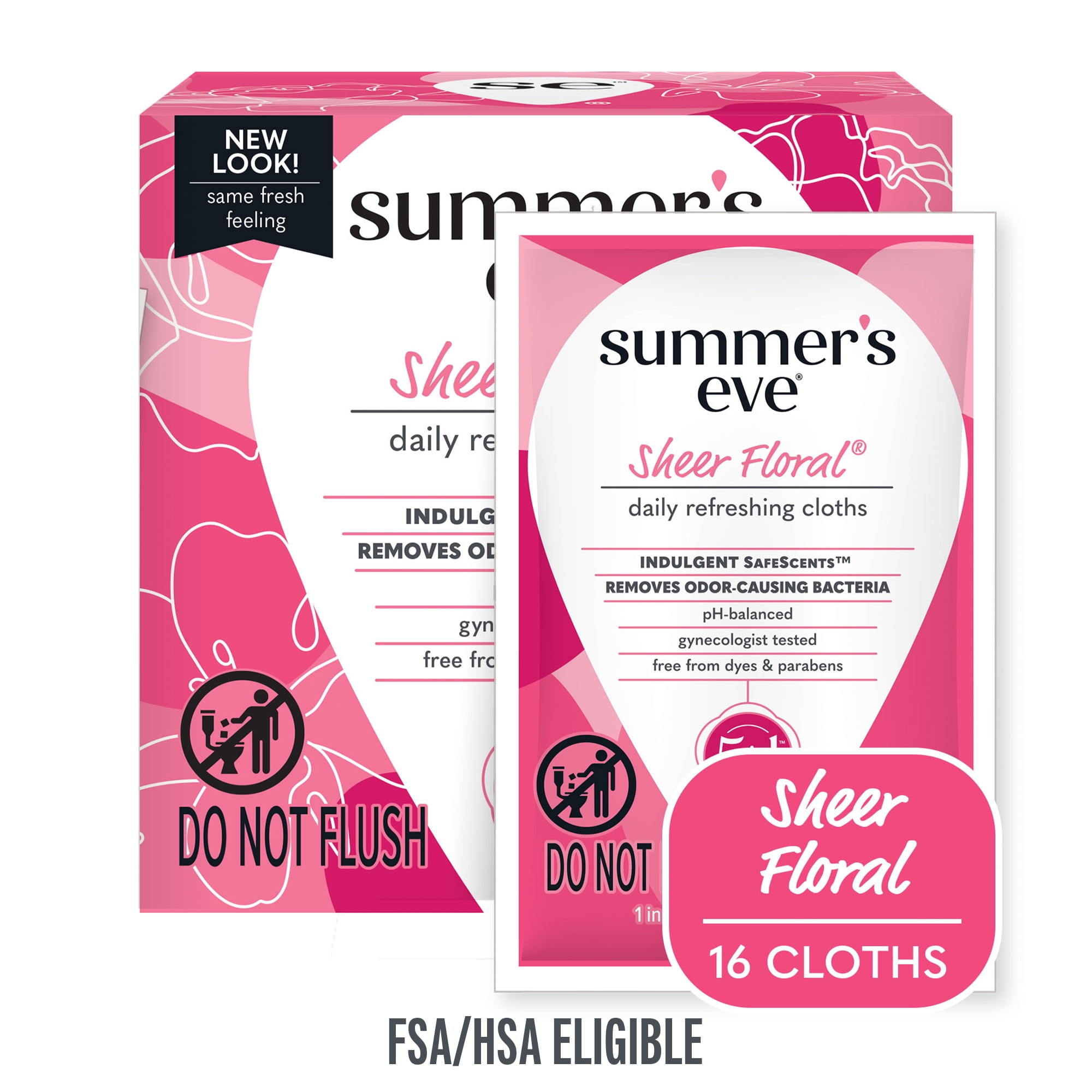 Summer's Eve Sheer Floral Daily Feminine Wipes, Removes Odor, pH