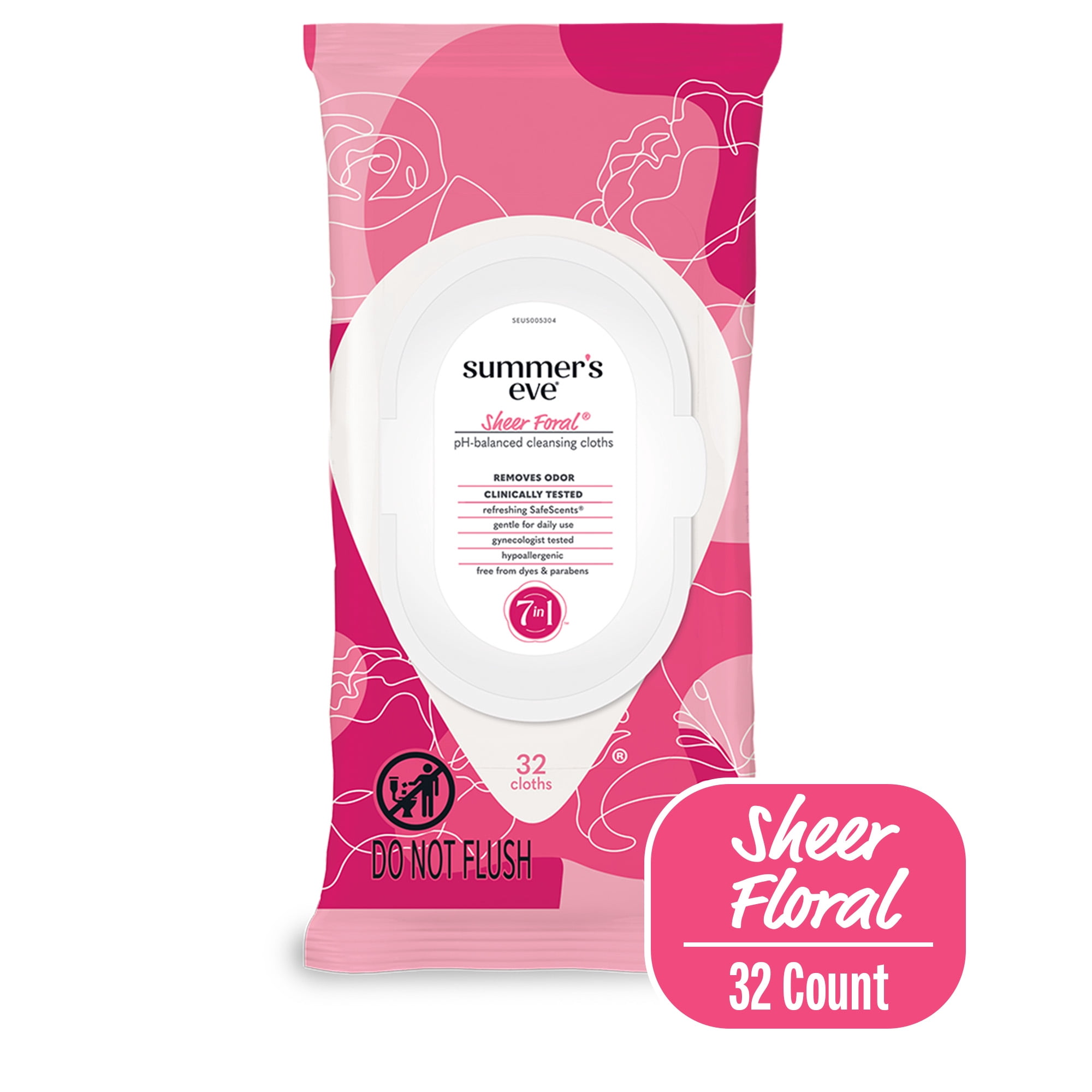 Summer’s Eve Sheer Floral Daily Feminine Wipes, 32 Ct