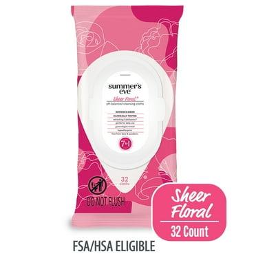 Summer's Eve Sheer Floral Daily Feminine Wipes, Removes Odor, pH Balanced, 32 count