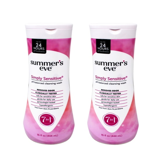 Summer's Eve Cleansing Wash for Sensitive Skin Simply Sensitive, 15.0 fl oz, 2 Pack