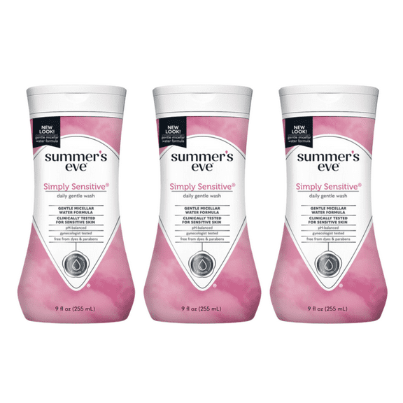 Summer's Eve Simply Sensitive Cleansing Wash for Sensitive Skin, 9 oz (Pack - 3)