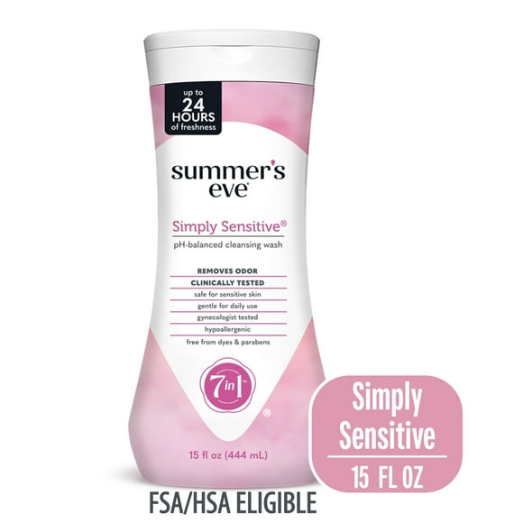 Summers Eve Simply Sensitive Daily Feminine Wash, Removes Odor, pH Balanced, 15 fl oz