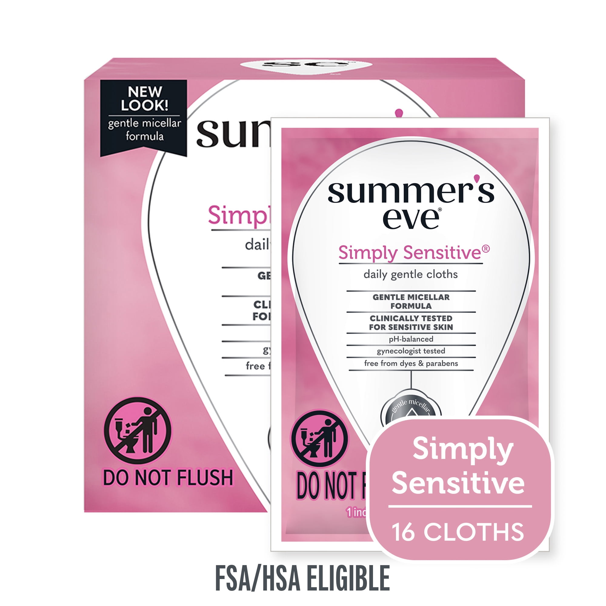 Summer's Eve Summer’s Eve Simply Sensitive Daily Feminine Wipes, Removes Odor, pH Balanced, 16 count