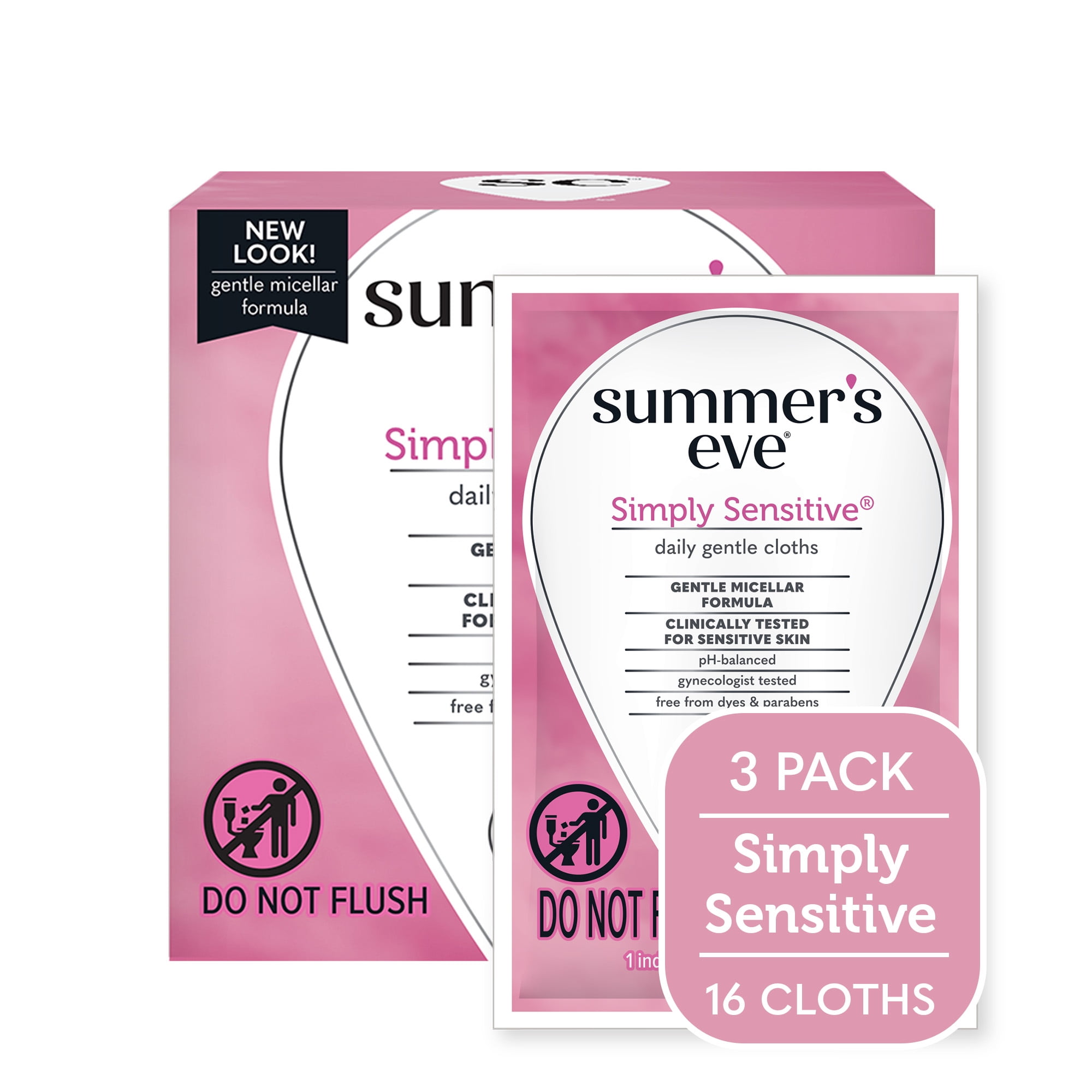 Summer’s Eve Simply Sensitive Daily Gentle Feminine Wipes, Removes Odor