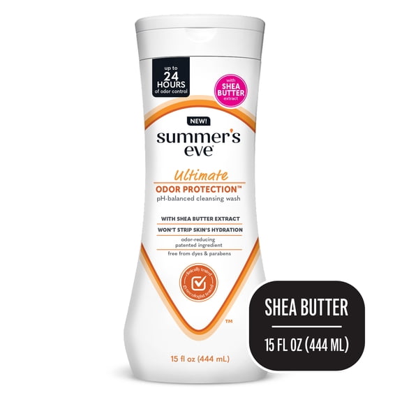 Summers Eve Ultimate Odor Protection Feminine Wash with Shea Butter, Odor Control, 15 Fl Oz