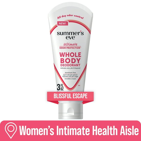 Summer's Eve, Whole Body Deodorant for Women, Ultimate Odor Control, Blissful Escape, 3 Fl Oz