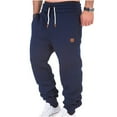 thumbnail image 1 of Summer savings！Cargo Pants Men's Solid Color Straight Leg Lace-Up Drawstring Casual Sweatpants Dark Blue Xxl, 1 of 7