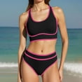 thumbnail image 1 of Summer savings LADIGASU Women High Waisted Bikini Sets Sporty Two Piece Swimsuit Color Block Cheeky High Cut Bathing Suits, 1 of 6