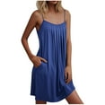 thumbnail image 1 of LADIGASU Women Nightgown With Pockets Sleep Shirts Sleeveless Sleepwear Pleated Front Nightshirt Round Neck Nightdress, 1 of 6