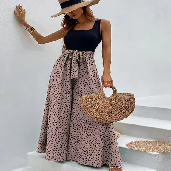 Summer savings SEMPAI Fashion Women's Strap Jumpsuit Spring And Summer New Print Casual Jumpsuit Women's Clearance