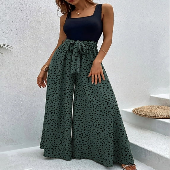 Summer savings SEMPAI Fashion Women's Strap Jumpsuit Spring And Summer New Print Casual Jumpsuit Women's Flash Deal