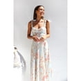 thumbnail image 1 of Summer slim-fitting, waist-cinching V-neck halter print midi dress for women, 1 of 6