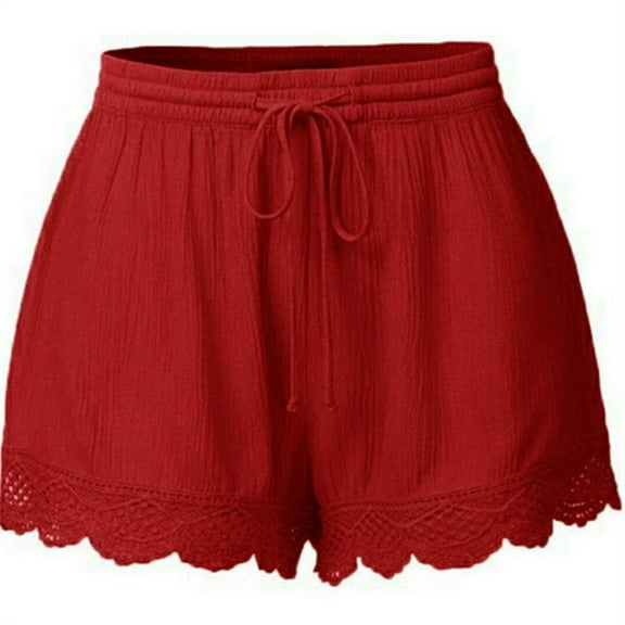 Summer soft solid color lace shorts for women