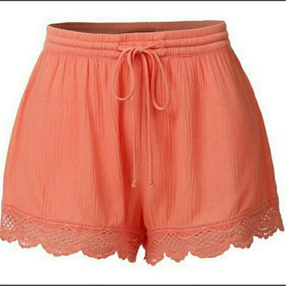 Summer soft solid color lace shorts for women