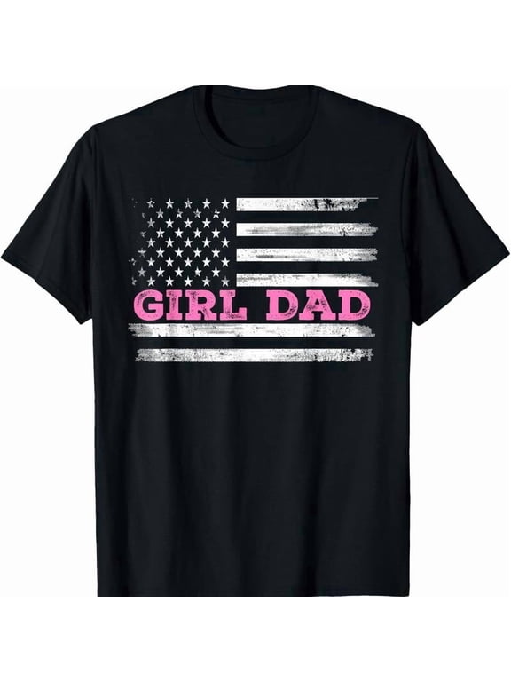 Summer t Shirts Girl Dad Father'S Day Dad Daughter, Dad of Girls Outnumbered T-Shirt Adult Men'S Loose And Comfortable Cotton