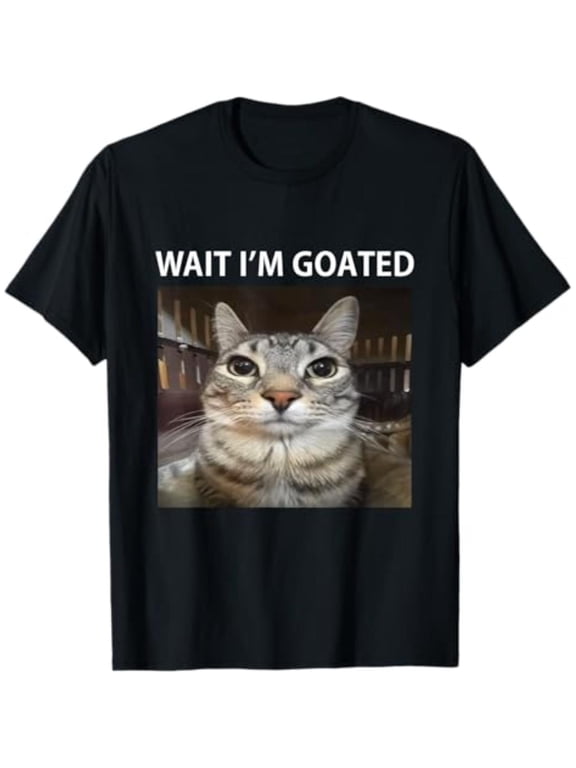 Summer t Shirts Wait I'm Goated Silly Cat Meme T-Shirt
