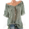 thumbnail image 1 of Summer women's half-shoulder short-sleeved shirt, 1 of 3