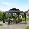 thumbnail image 1 of SummerCove 10 ft. x 12 ft. Hardtop Gazebo, Outdoor Patio Aluminum Frame Gazebo with Solar Panel, 2-Tier Steel Hardtop Backyard Gazebo with Netting and Ceiling Hook, 1 of 10