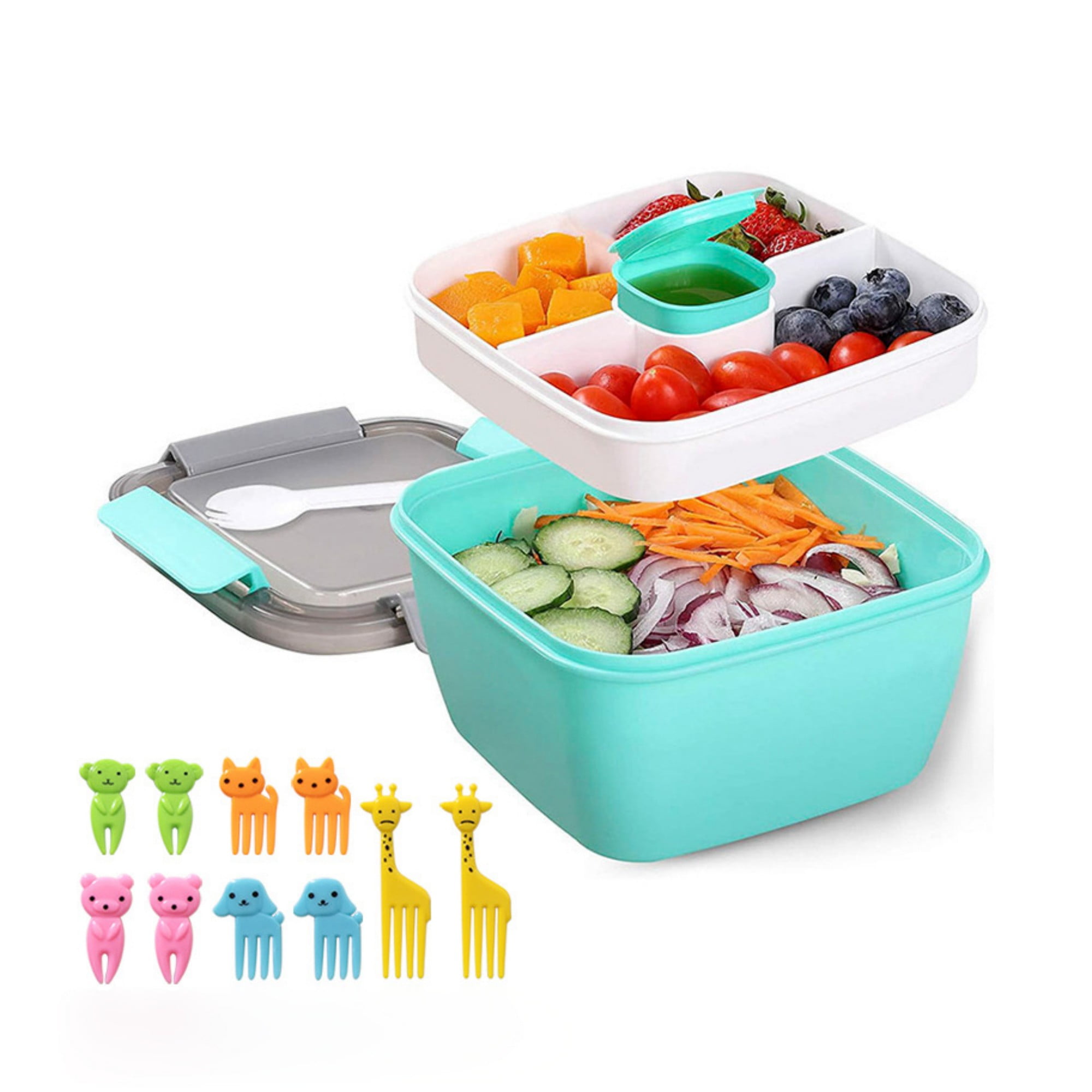 Sala Box SummerHan 50 oz Take-away Salad Box Lunch Box, BPA Free, 3 Compartments ...
