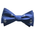 thumbnail image 1 of SummerTies Anchor Bow Tie - White on Navy, Printed Silk, Adult Tie Yourself Bow Tie, 1 of 5