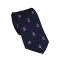 thumbnail image 1 of SummerTies Anchor Necktie - Pink on Navy, Woven Silk, Extra Long, 1 of 1
