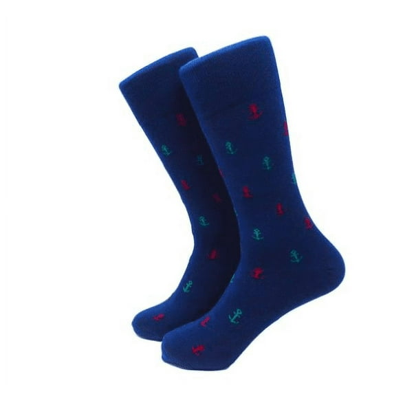 SummerTies Anchor Socks - Green and Red on Navy