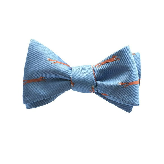 SummerTies Fox Bow Tie - Blue, Woven Silk, Adult Tie Yourself Bow Tie