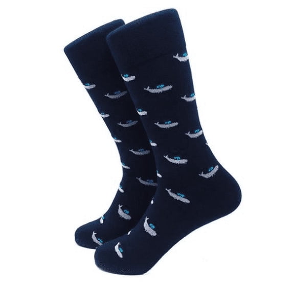 SummerTies Sperm Whale Socks - Grey on Navy