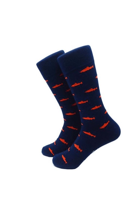 Trout Socks - Coral on Navy