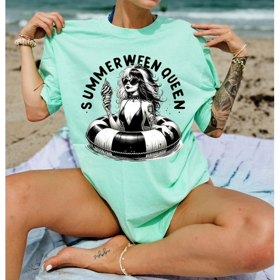 SummerWeen Queen T-Shirt, halloween summer shirt, Summer vibes shirt, Summer shirt, Spooky summer shirt, Summerween shirt, goth summer TH070650