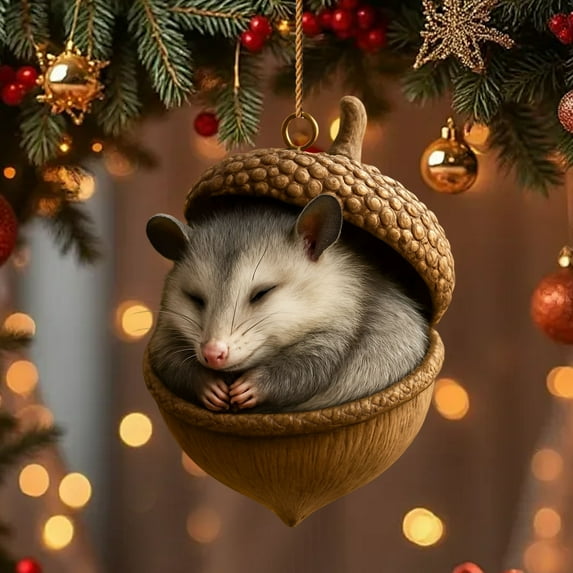 Summercome 2026 New Forest Animal Acorn Ornaments, 2D Cozy Forest Ornaments for Christmas Tree, Pine Cone Animal Decoration Hanging Holiday Home Decor Xmas Gift Fillers (D)