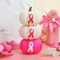 thumbnail image 1 of Summercome 3 Pcs Breast Cancer Awareness Decorations Artificial Pumpkins Bulk Faux Foam Pumpkins with Pink Ribbon Pattern for Fall Halloween Table Decor (Hot Pink, White), 1 of 7