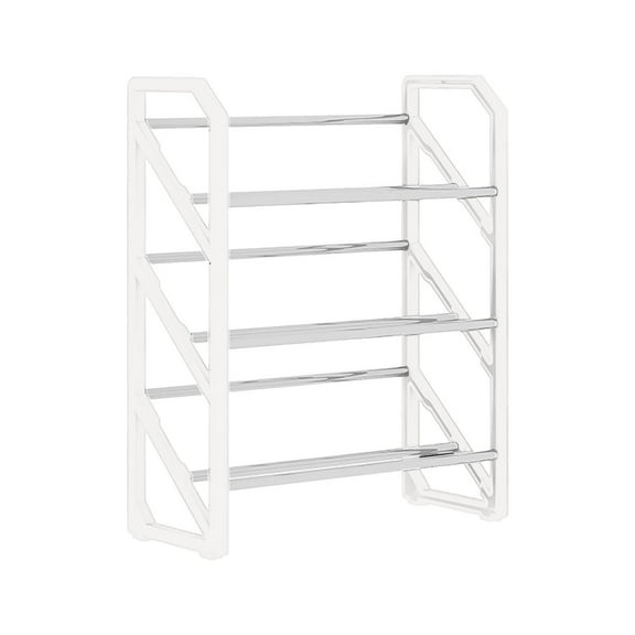 Summercome 3-Tier Shoe Rack Storage, Stainless Steel Shoe Organizer Stand, Angled Stackable Shoe Rack Shelf up to 6 Pairs, Shoe Tower for High Heels Sneakers, Shoe Rack for Closet Entryway (Black)