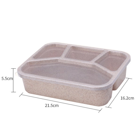 Summercome 4 Pack Bento Lunch Box, Reusable 4 Compartment Lunch Containers for Adults, BPA Free Plastic Divided Food Meal Prep Containers for Work and Travel (Beige)
