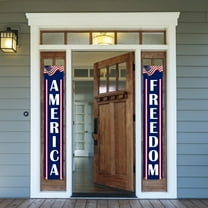 Summercome 4th of July Decorations Outdoor, Hanging American Flag Banners, Stars and Stripes Porch Sign, Patriotic Memorial Day Decor, Party Supplies for Independence Day Memorial Day (2 Pcs)