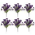 thumbnail image 1 of Summercome 6 PCS Artificial Fake Outdoor Flowers Plants, Faux Silk Realistic Morning Glory Floral Arrangement Planter UV Resistant for Porch Patio Window Box Balcony Garden Decor (Purple), 1 of 5